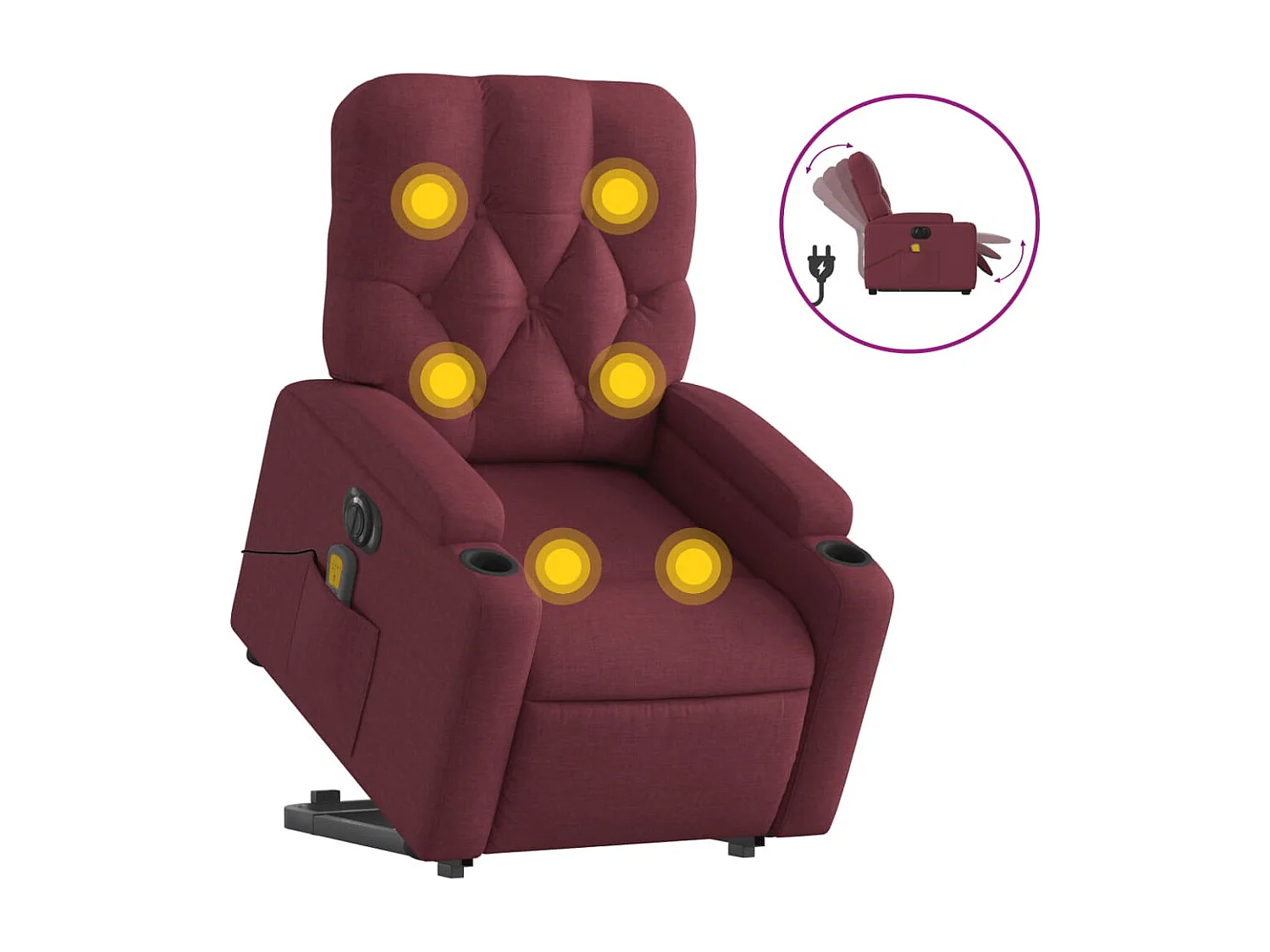 Fauteuil inclinable de massage électrique Rouge bordeaux Tissu