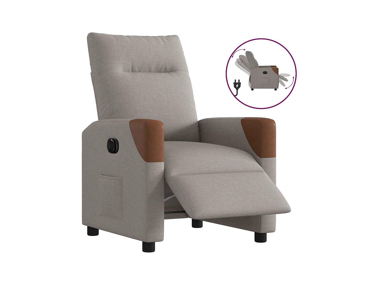 Fauteuil inclinable électrique Taupe Tissu