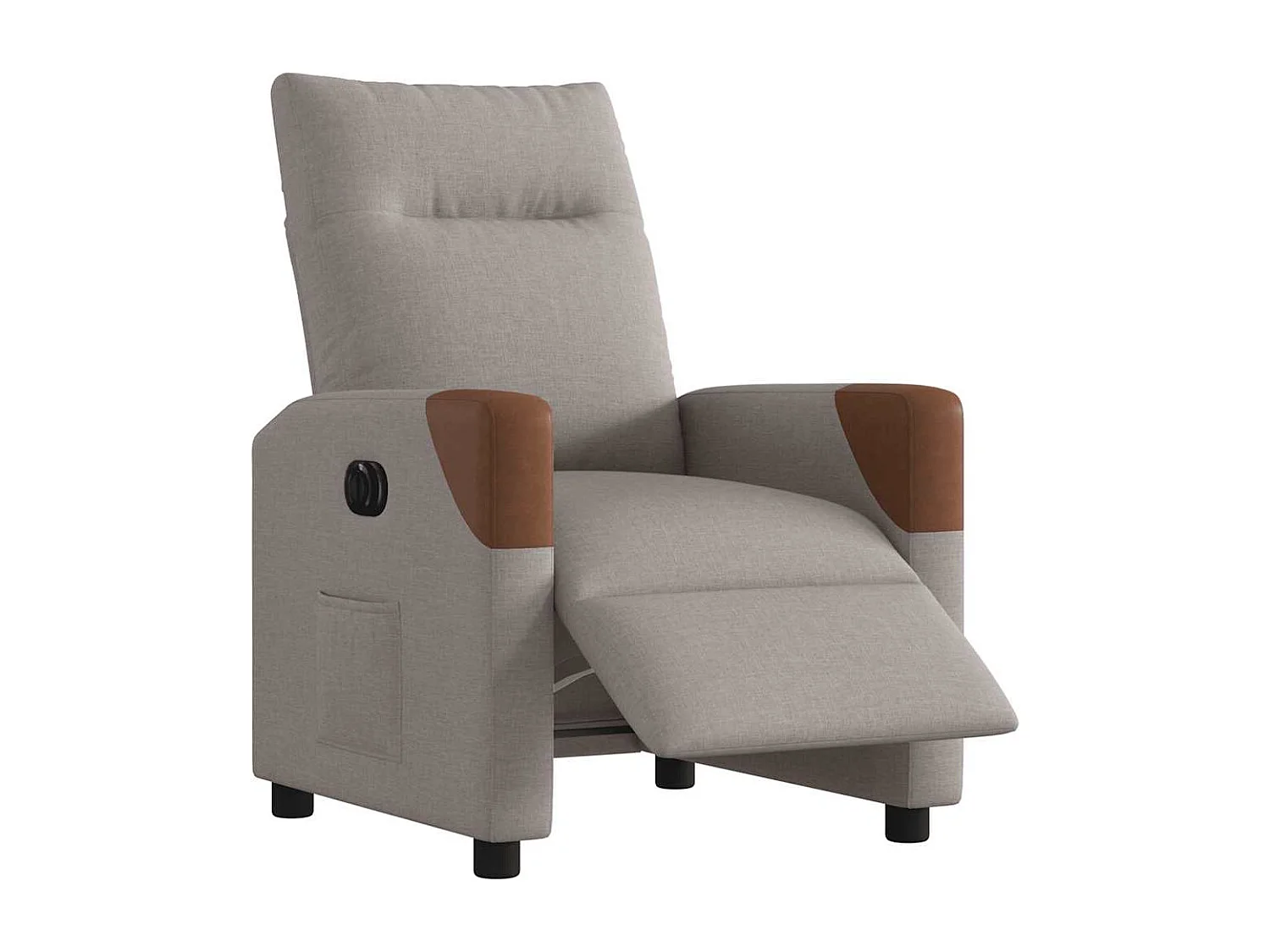 Sillón reclinable eléctrico de tela color topo