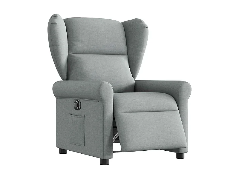 Sillón reclinable eléctrico de tela gris claro