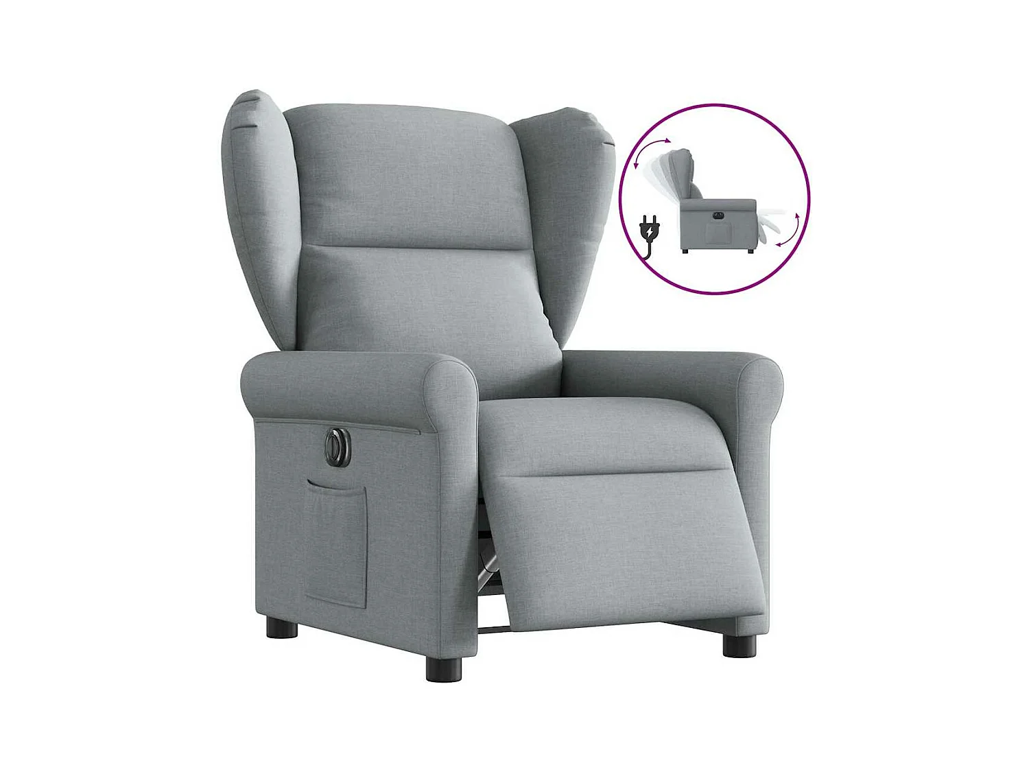 Fauteuil inclinable électrique Gris clair Tissu