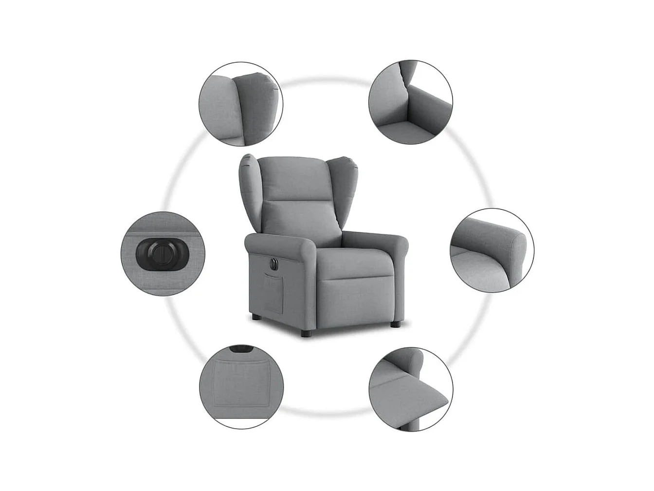 Fauteuil inclinable électrique Gris clair Tissu