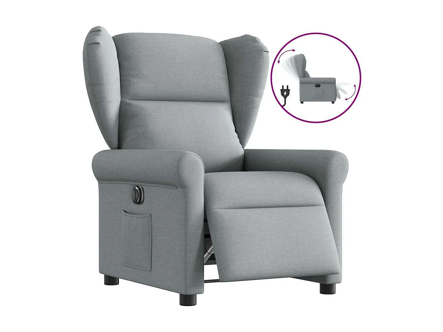 Fauteuil inclinable électrique Gris clair Tissu