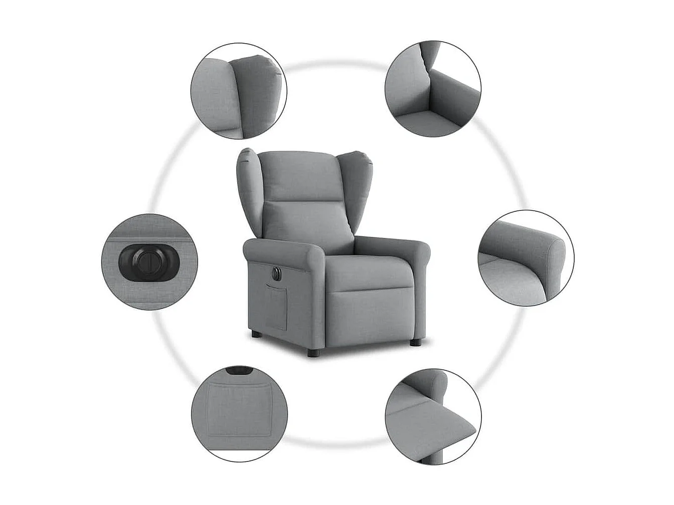 Fauteuil inclinable électrique Gris clair Tissu