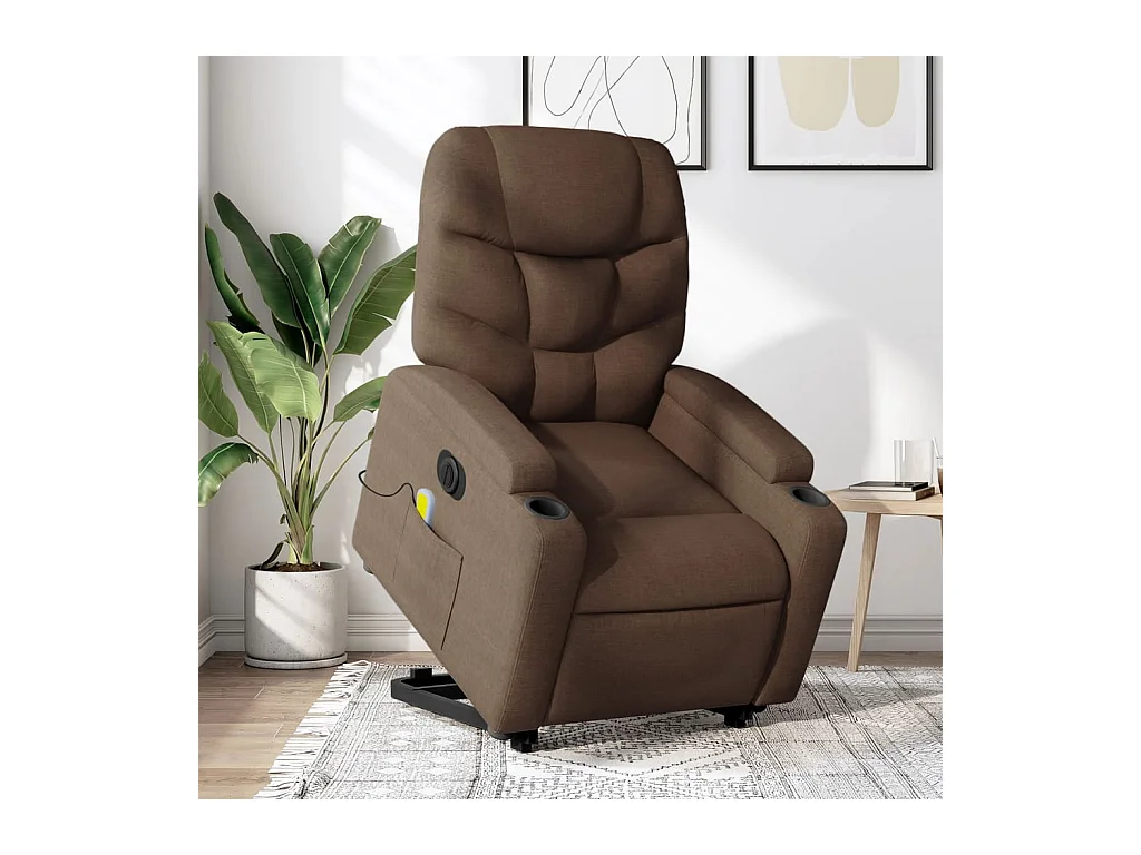 Fauteuil inclinable de massage électrique Marron Tissu