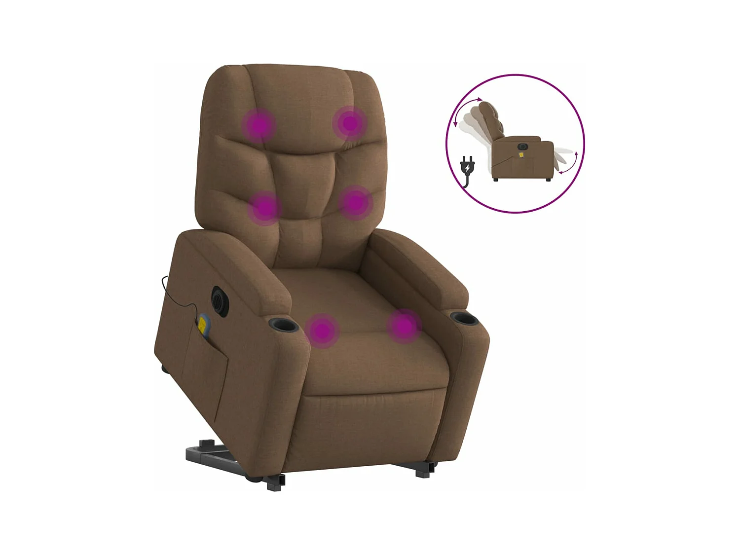 Fauteuil inclinable de massage électrique Marron Tissu