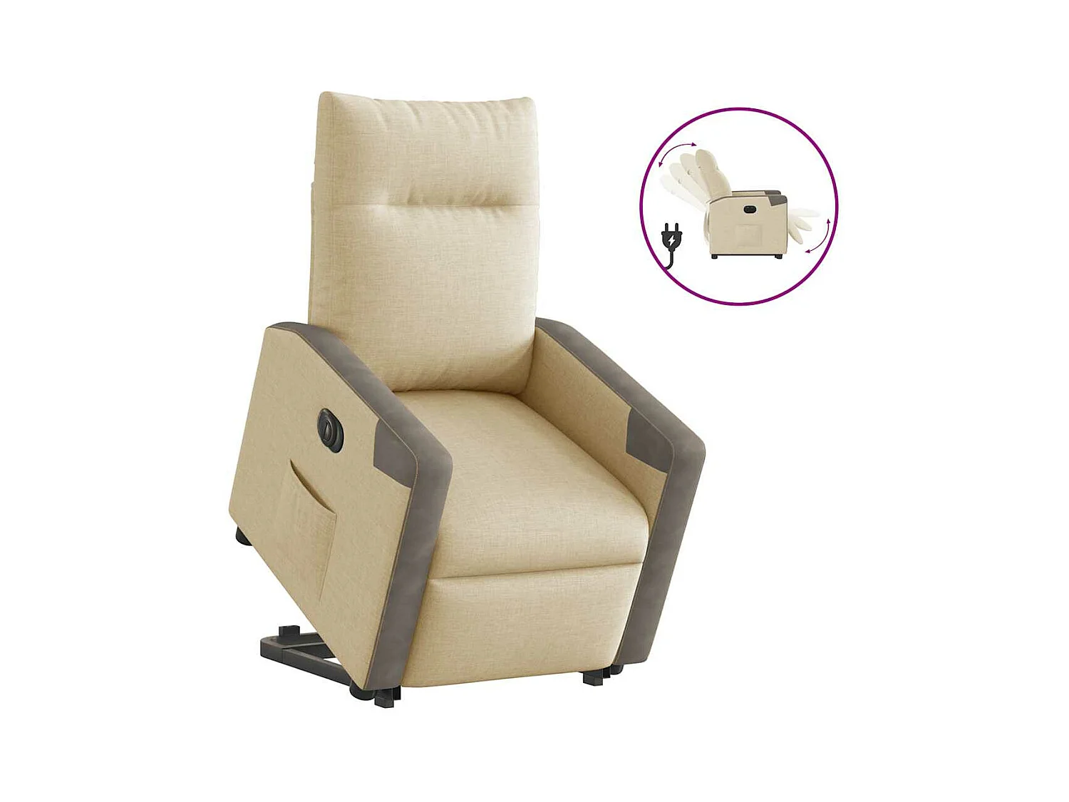 Fauteuil inclinable électrique crème tissu