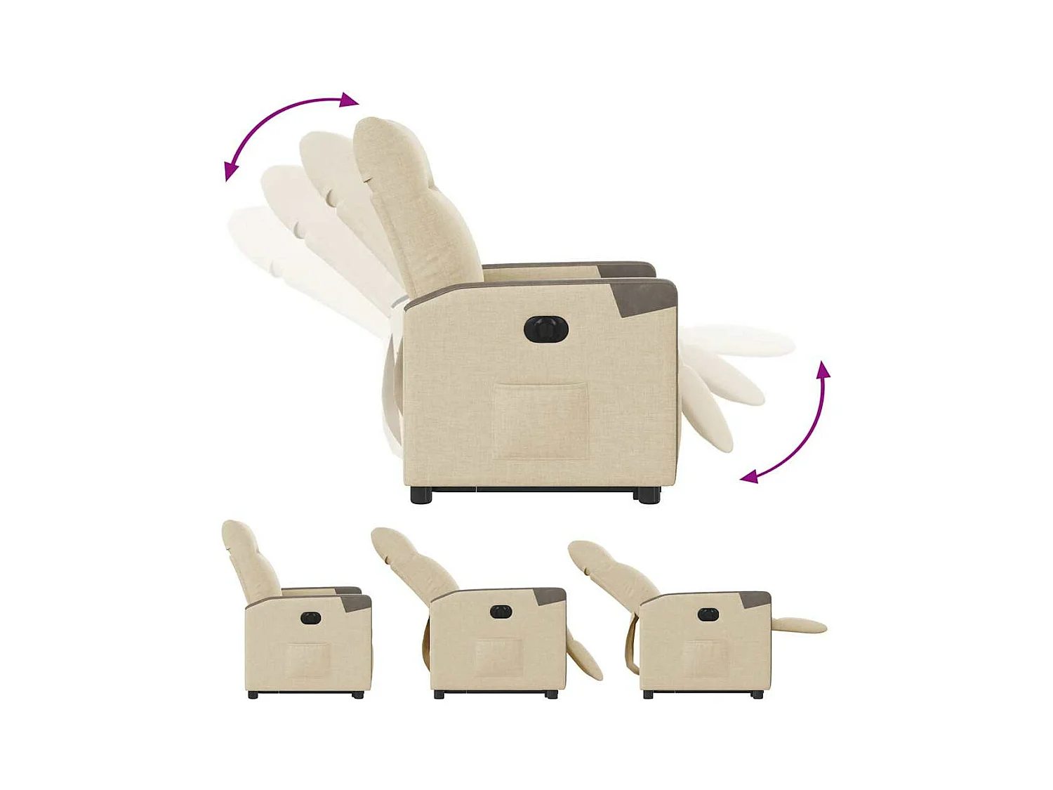 Fauteuil inclinable électrique crème tissu