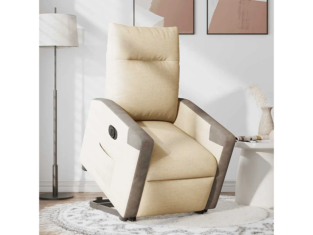 Fauteuil inclinable électrique crème tissu