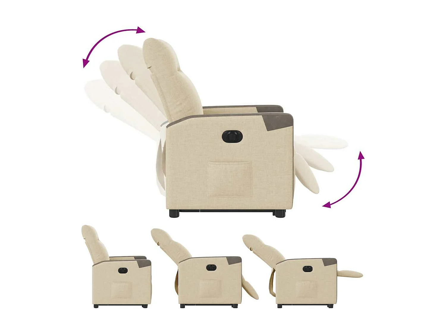 Fauteuil inclinable électrique crème tissu