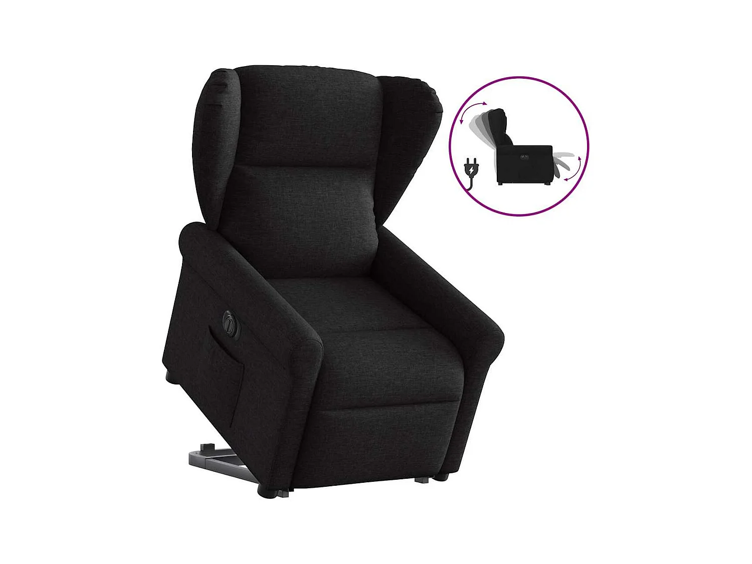Fauteuil inclinable électrique noir tissu