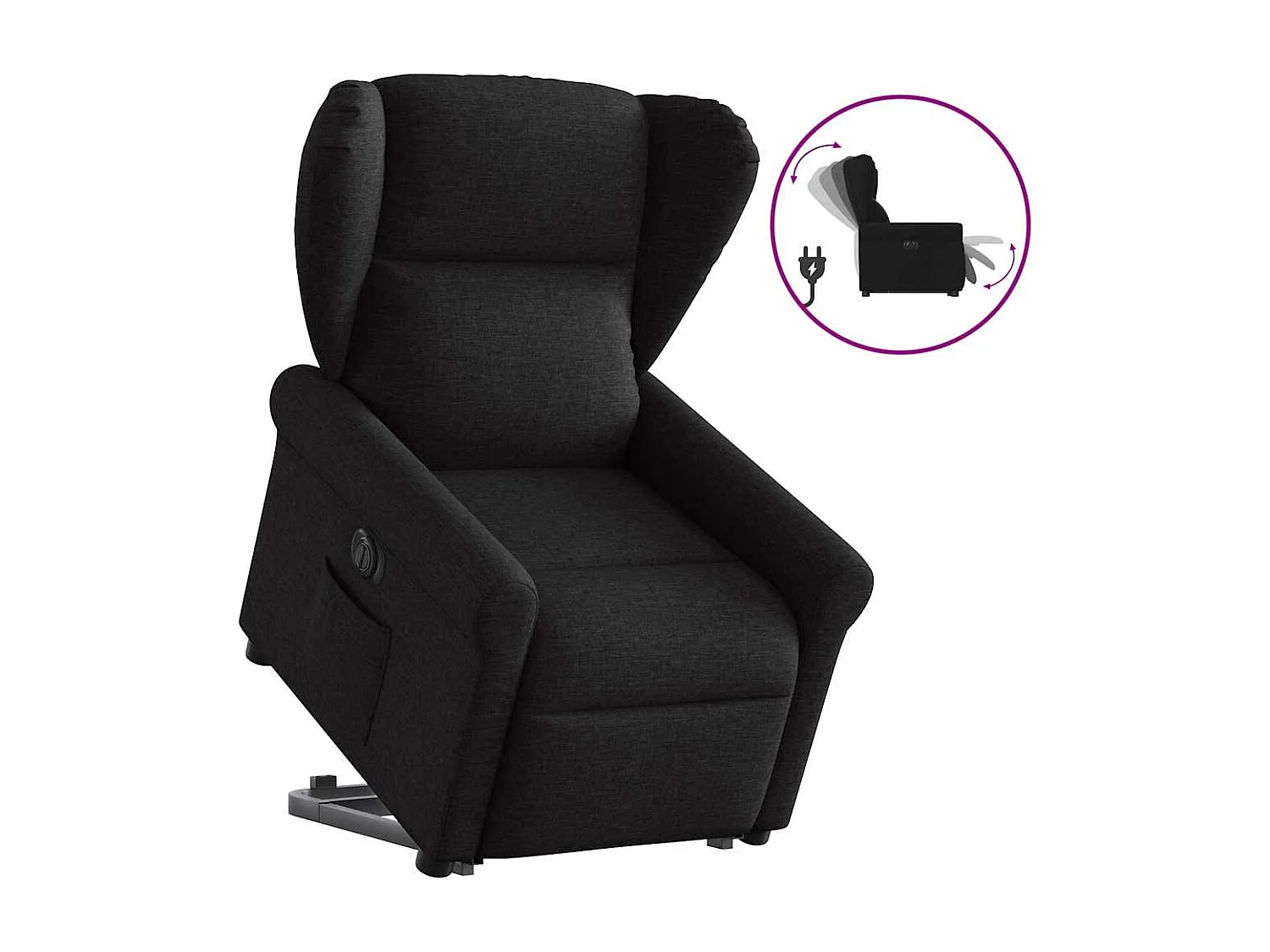 Fauteuil inclinable électrique noir tissu