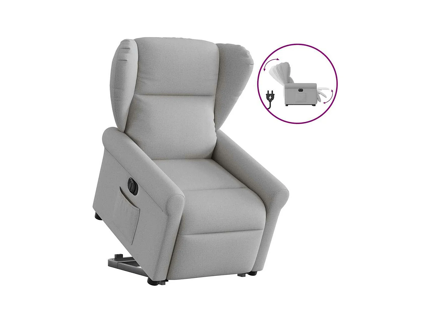 Elektrische relaxfauteuil van wolkengrijze stof