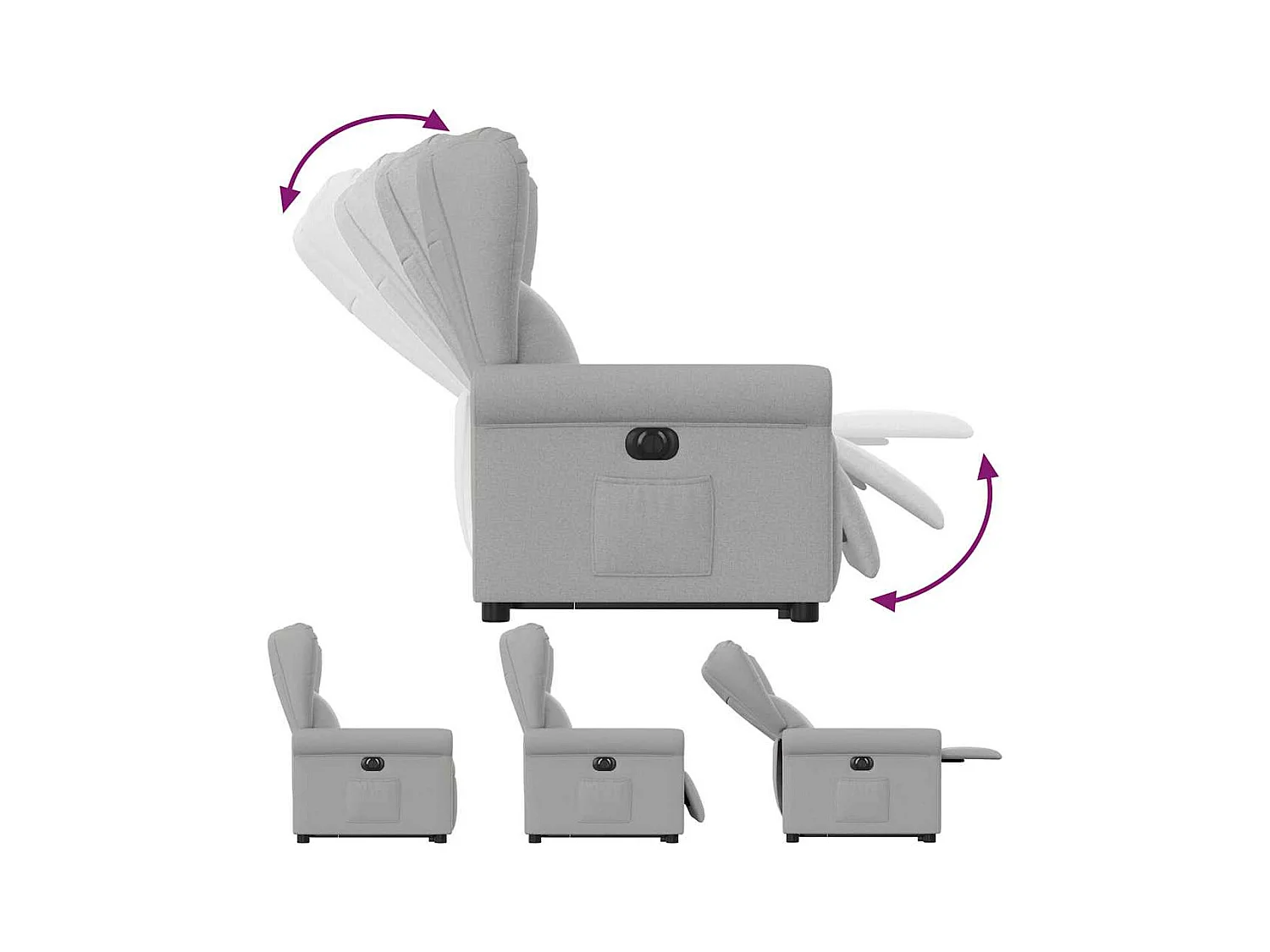 Elektrische relaxfauteuil van wolkengrijze stof