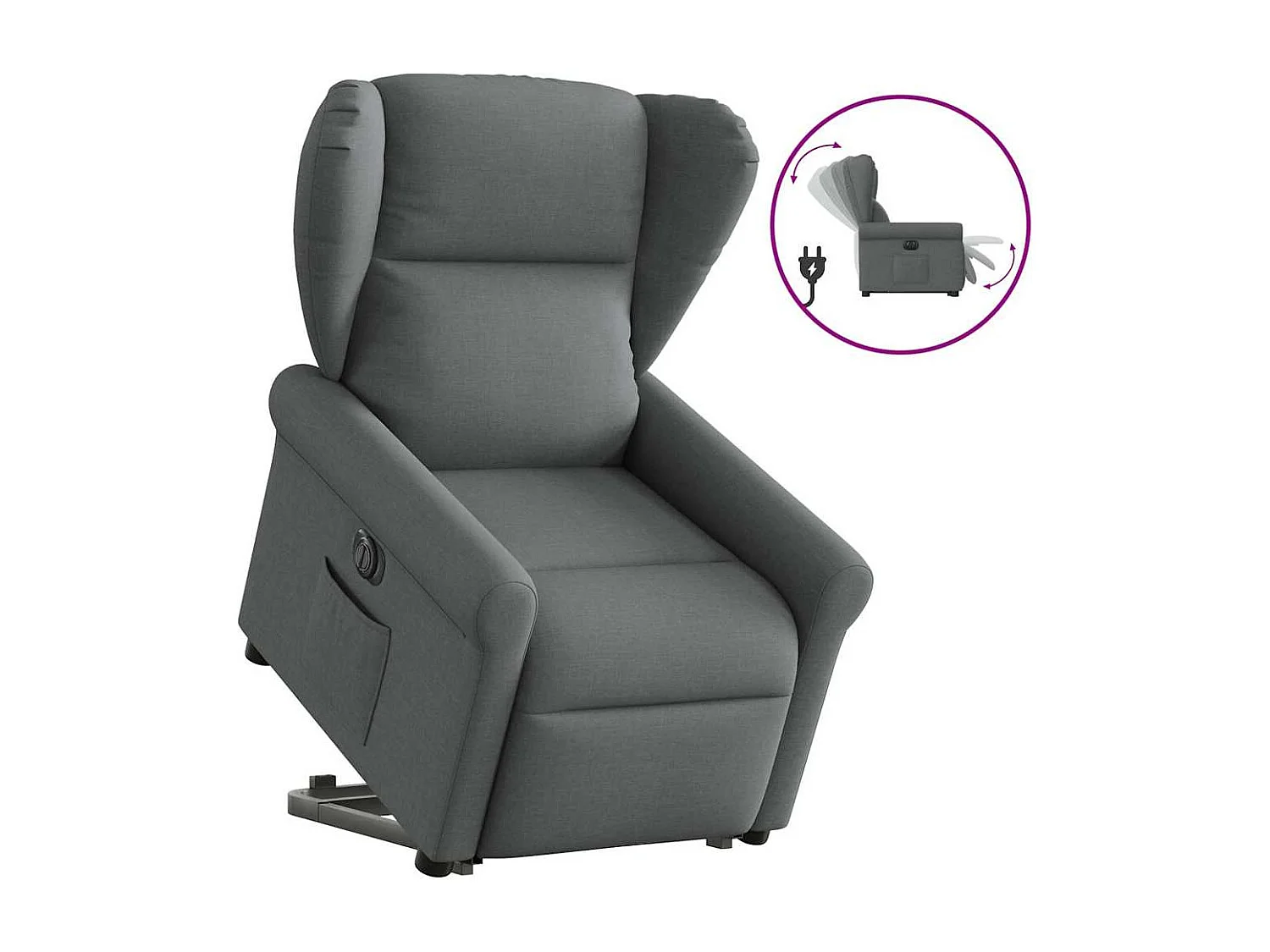 Fauteuil inclinable électrique gris foncé tissu