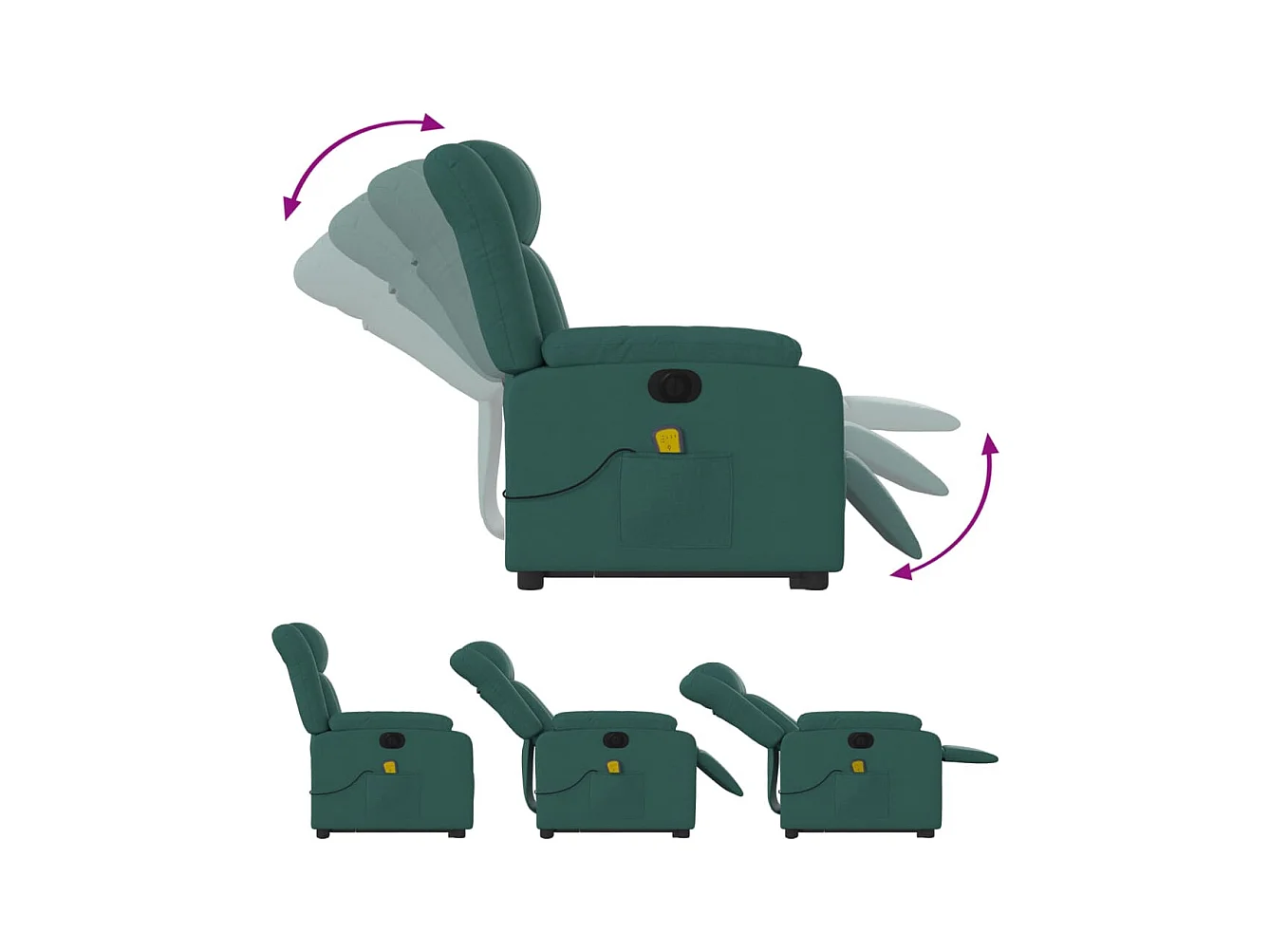 Fauteuil inclinable de massage électrique Vert foncé Tissu