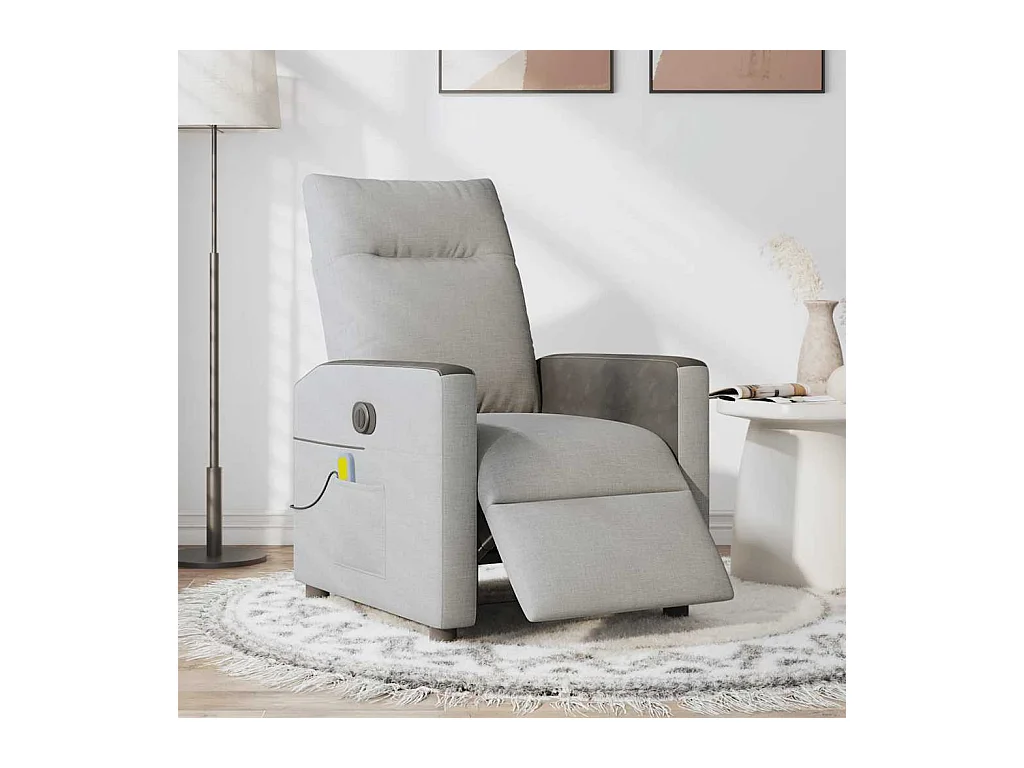 Fauteuil de massage inclinable électrique gris nuage tissu