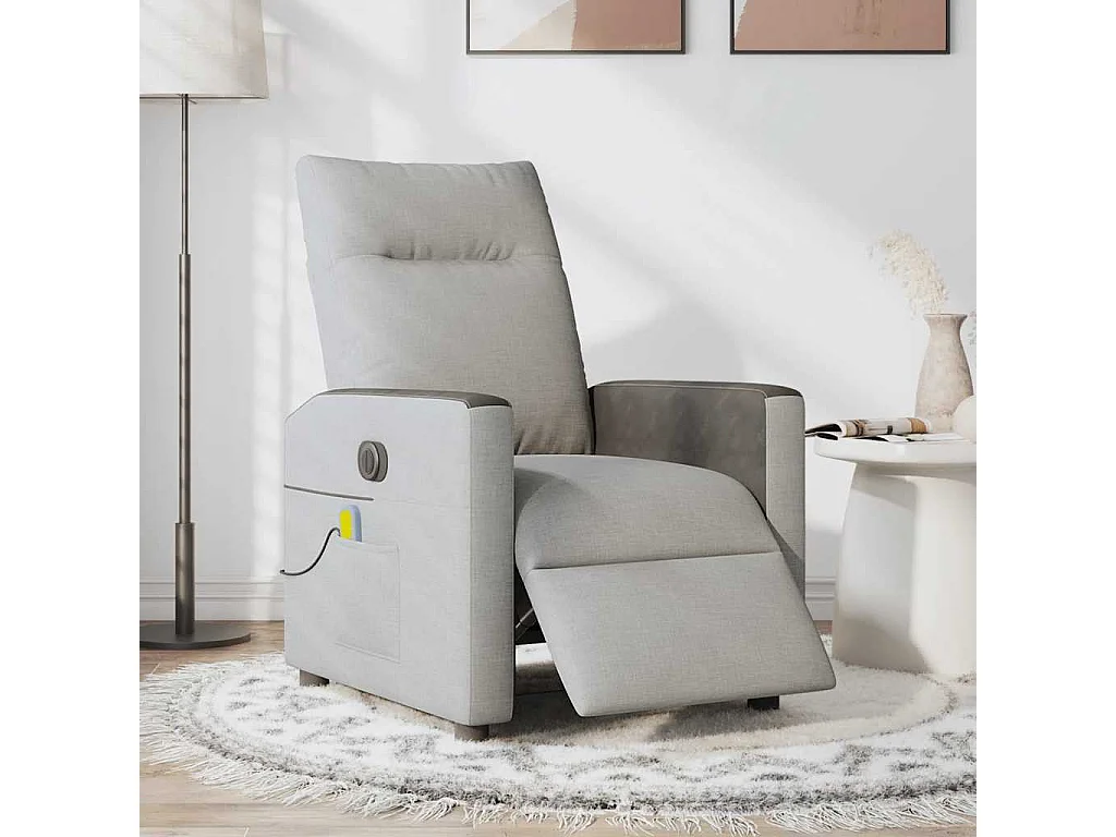 Fauteuil de massage inclinable électrique gris nuage tissu