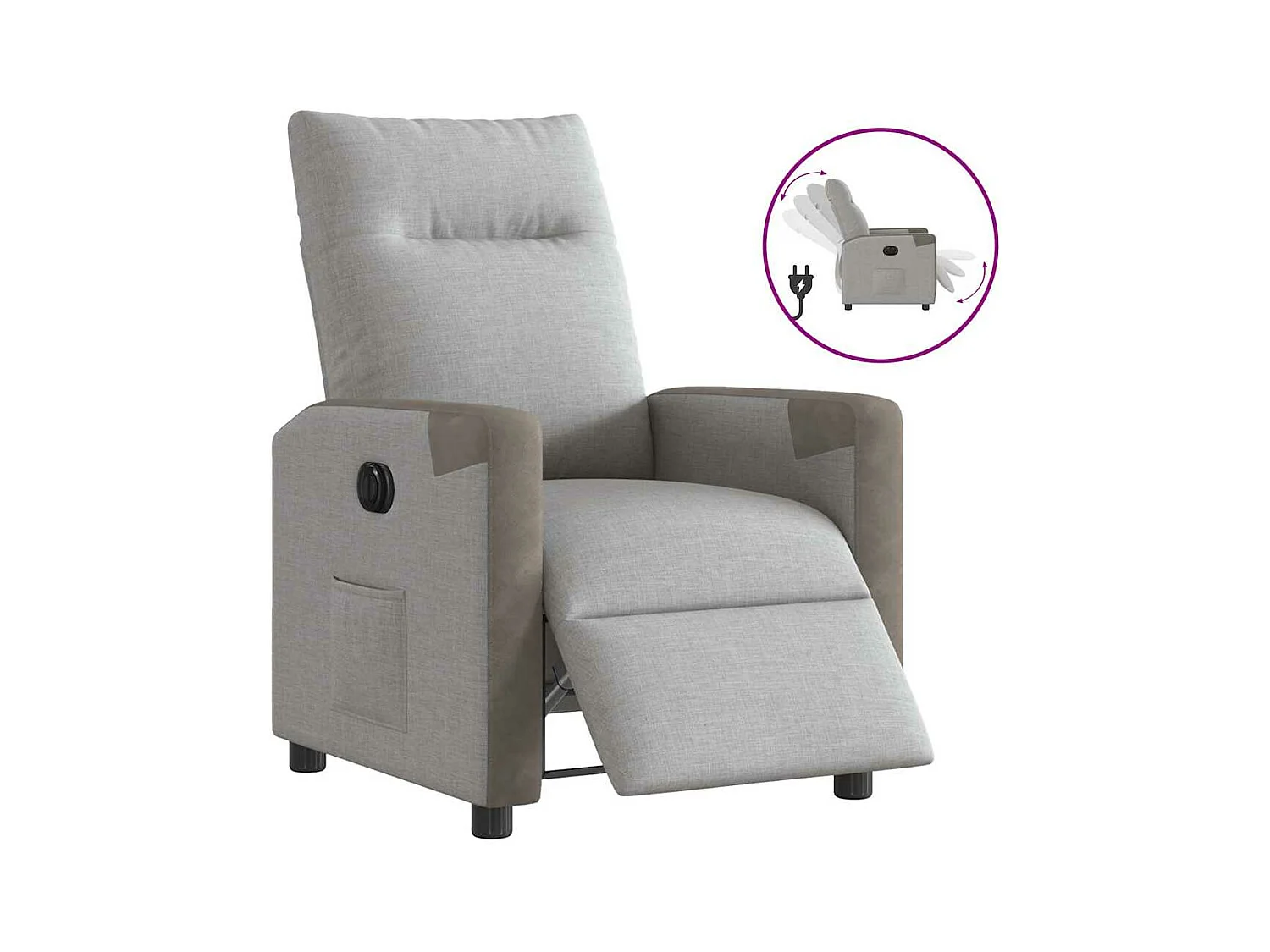 Fauteuil inclinable électrique gris nuage tissu