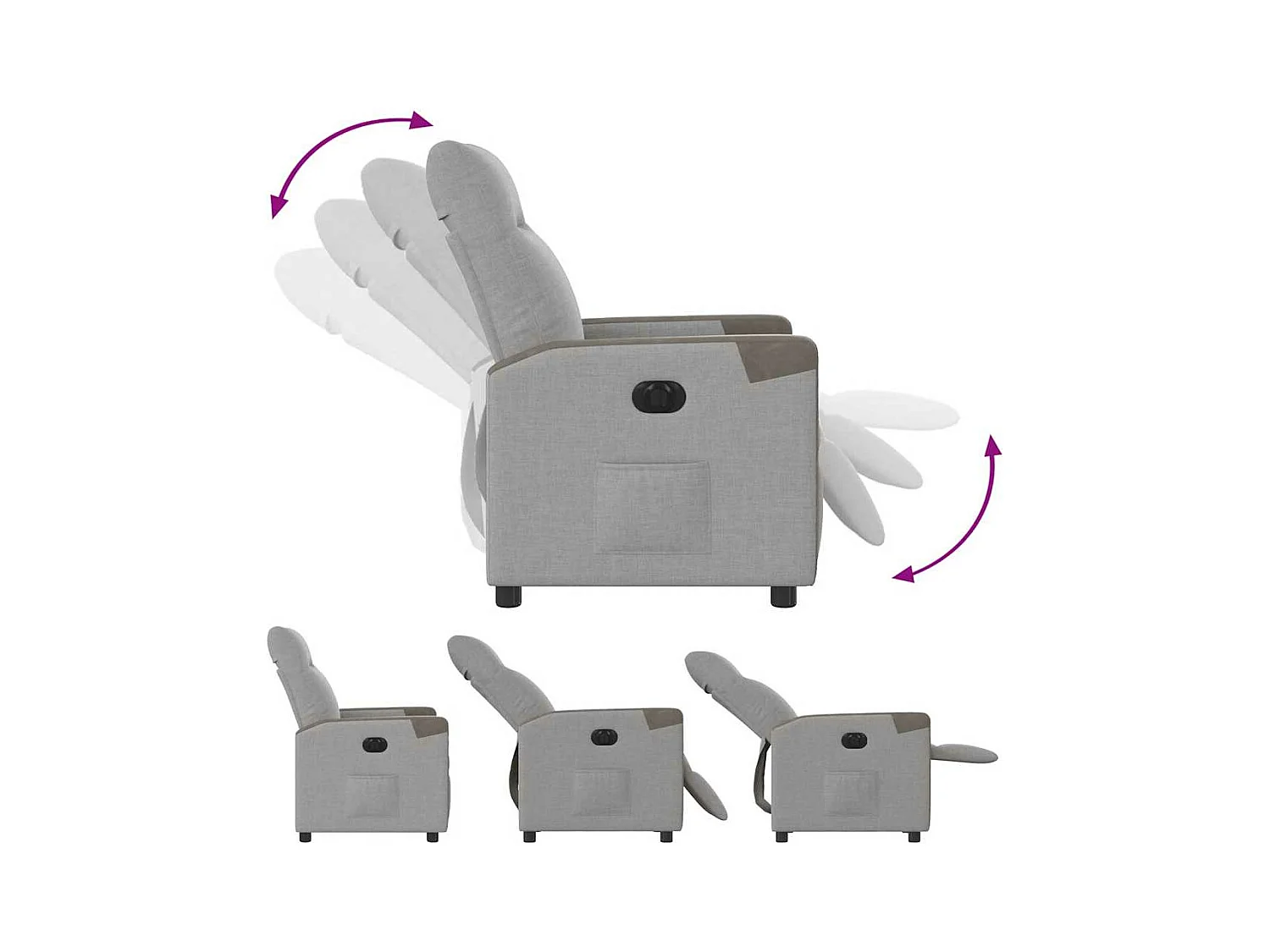 Fauteuil inclinable électrique gris nuage tissu