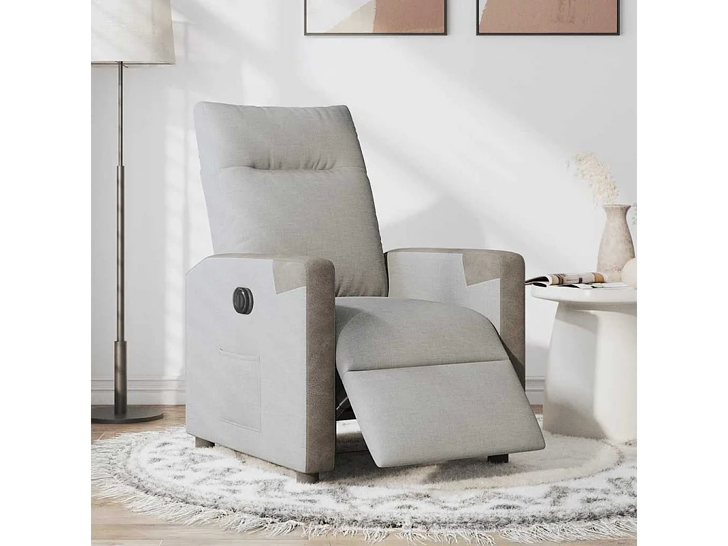 Fauteuil inclinable électrique gris nuage tissu