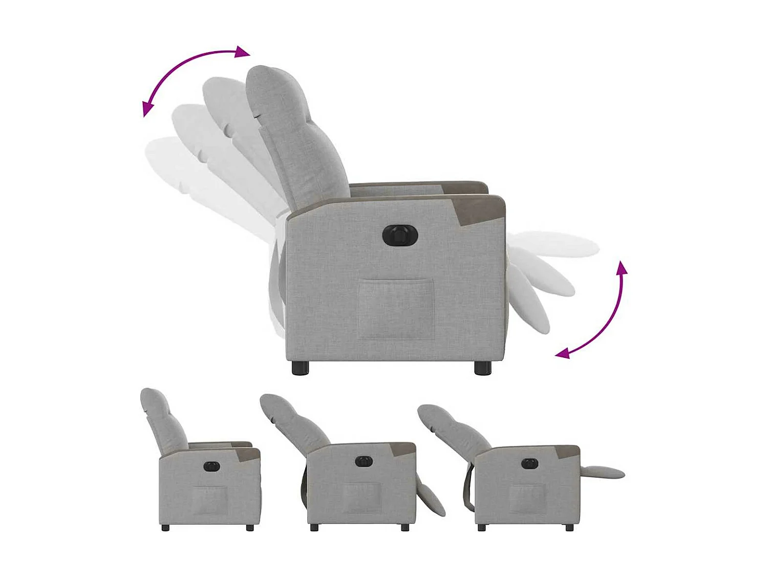 Fauteuil inclinable électrique gris nuage tissu