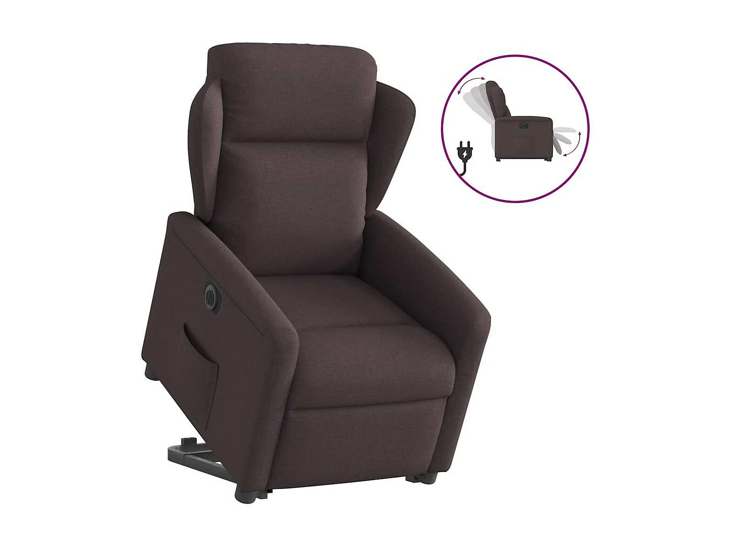Fauteuil inclinable électrique marron foncé tissu
