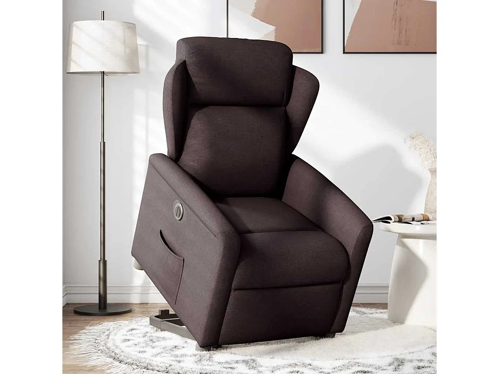 Fauteuil inclinable électrique marron foncé tissu