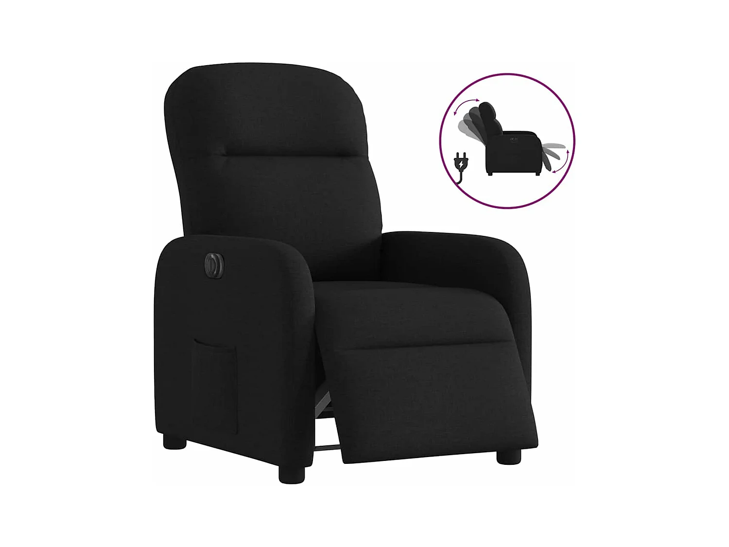 Fauteuil inclinable électrique Noir Tissu