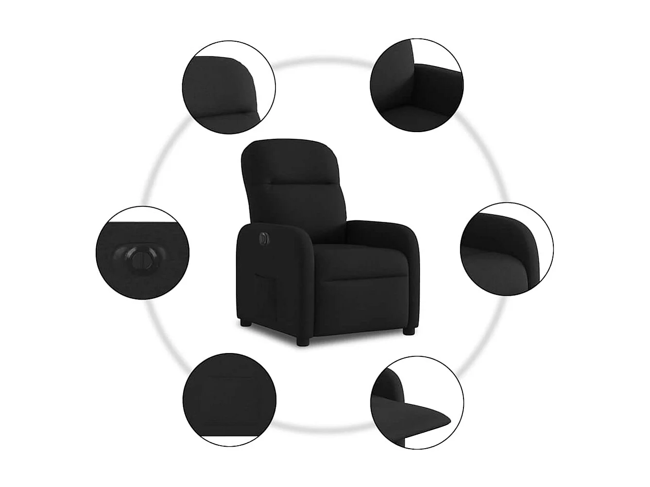 Fauteuil inclinable électrique Noir Tissu