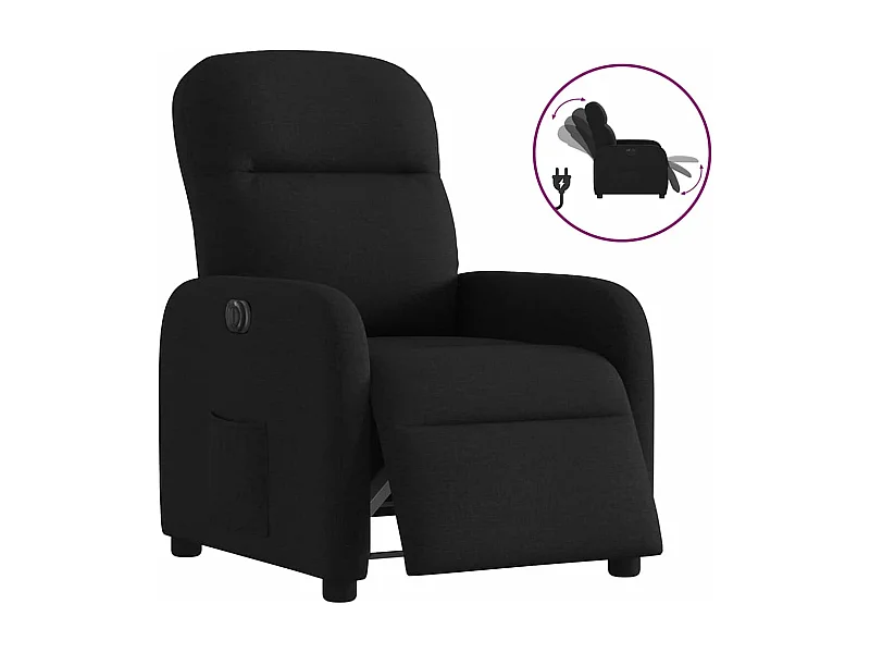 Fauteuil inclinable électrique Noir Tissu