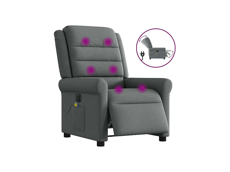 Elektrischer Massagesessel aus dunkelgrauem Stoff