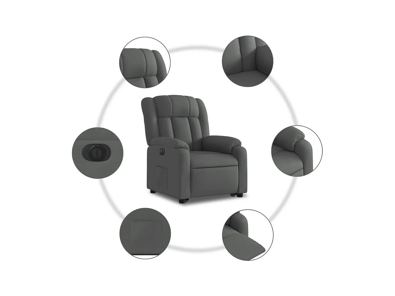 Fauteuil inclinable électrique gris foncé tissu