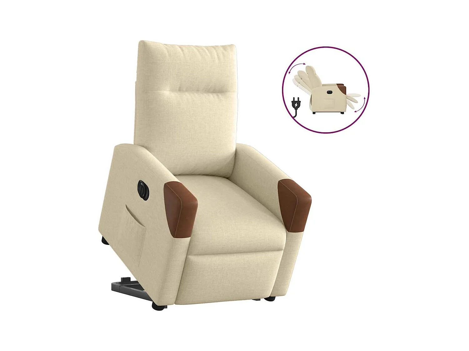 Fauteuil inclinable électrique crème tissu