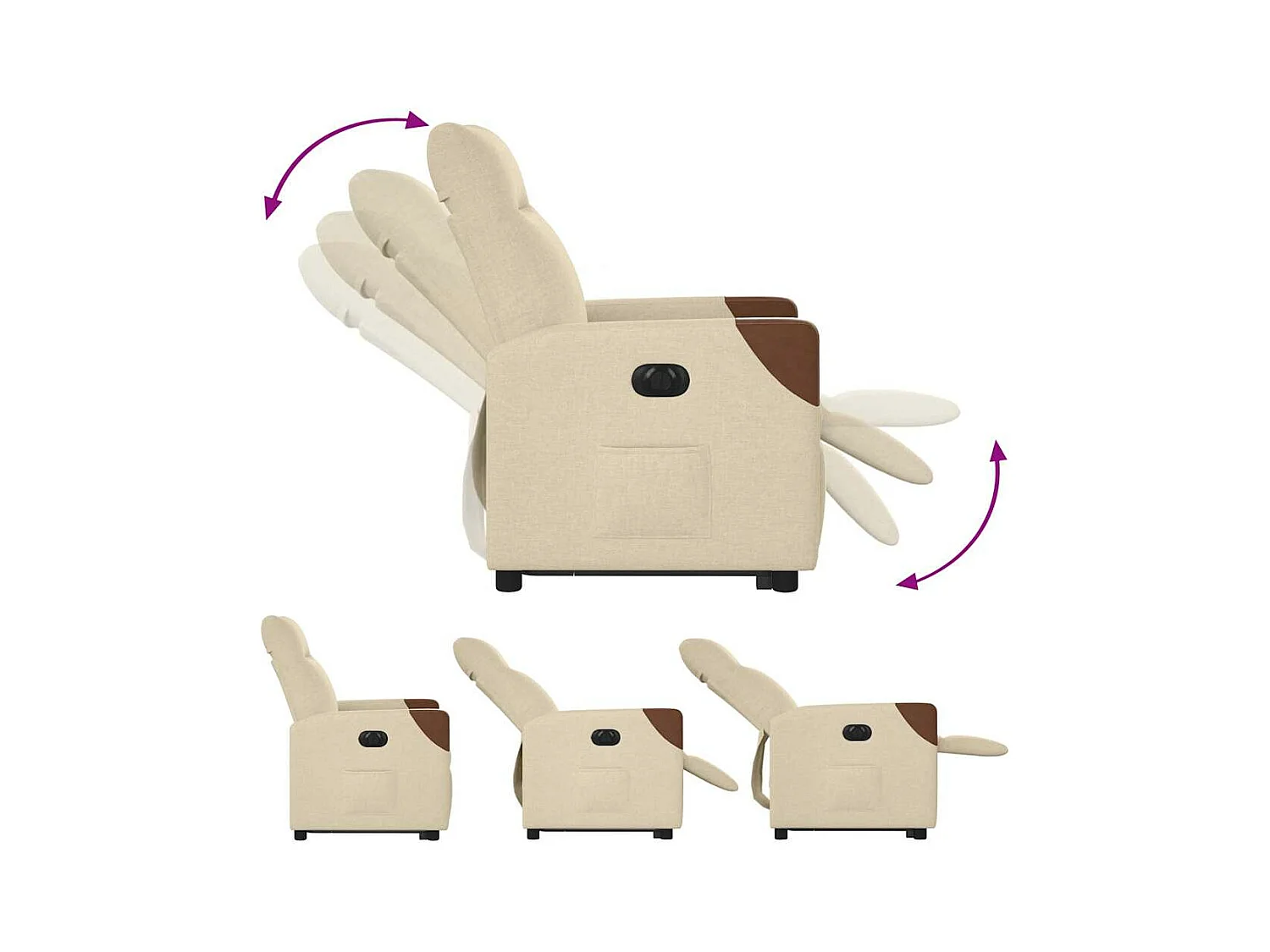 Fauteuil inclinable électrique crème tissu