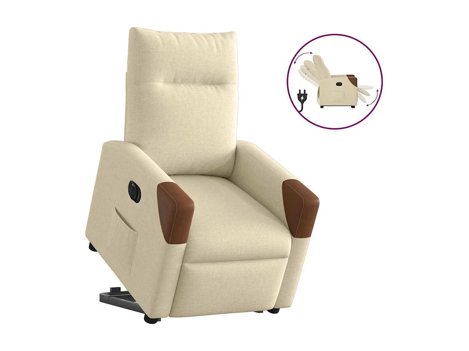 Fauteuil inclinable électrique crème tissu