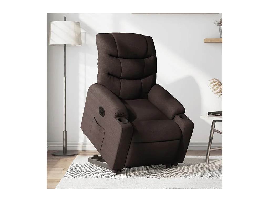 Fauteuil inclinable électrique marron foncé tissu