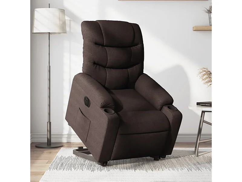 Fauteuil inclinable électrique marron foncé tissu
