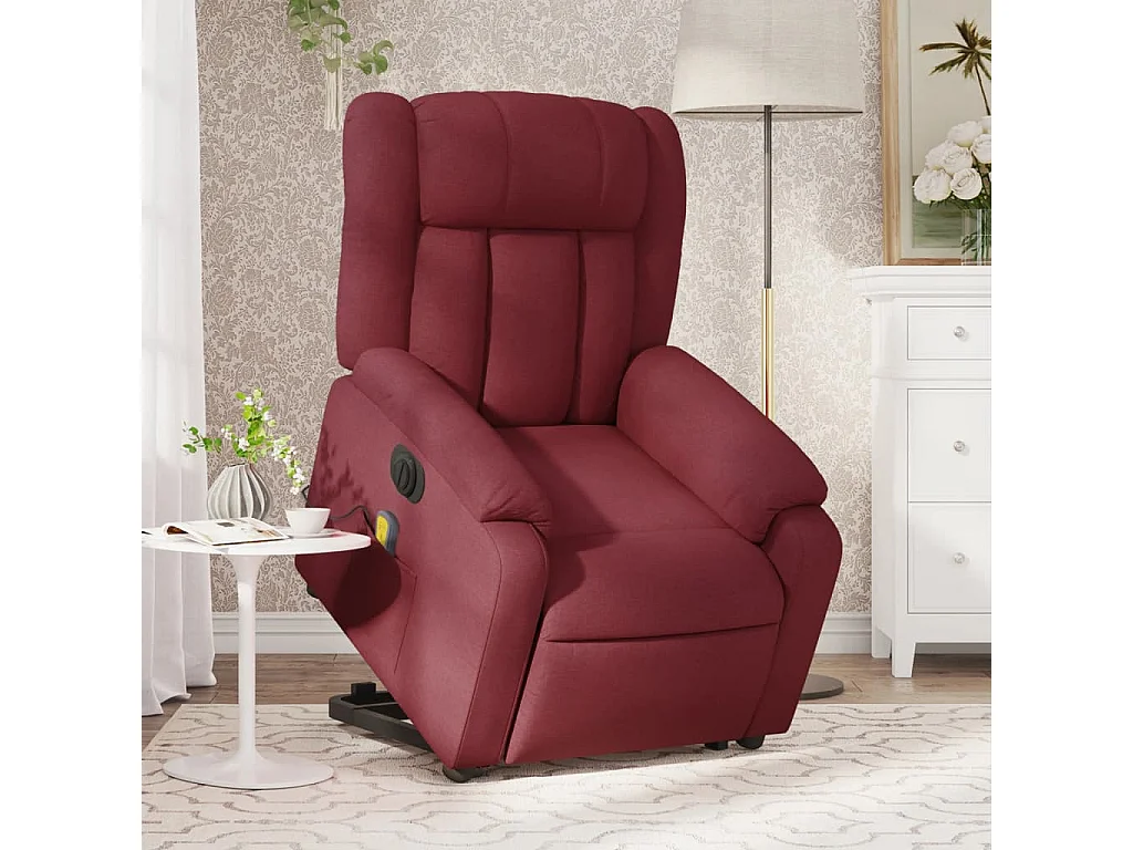 Fauteuil inclinable de massage électrique Rouge bordeaux Tissu