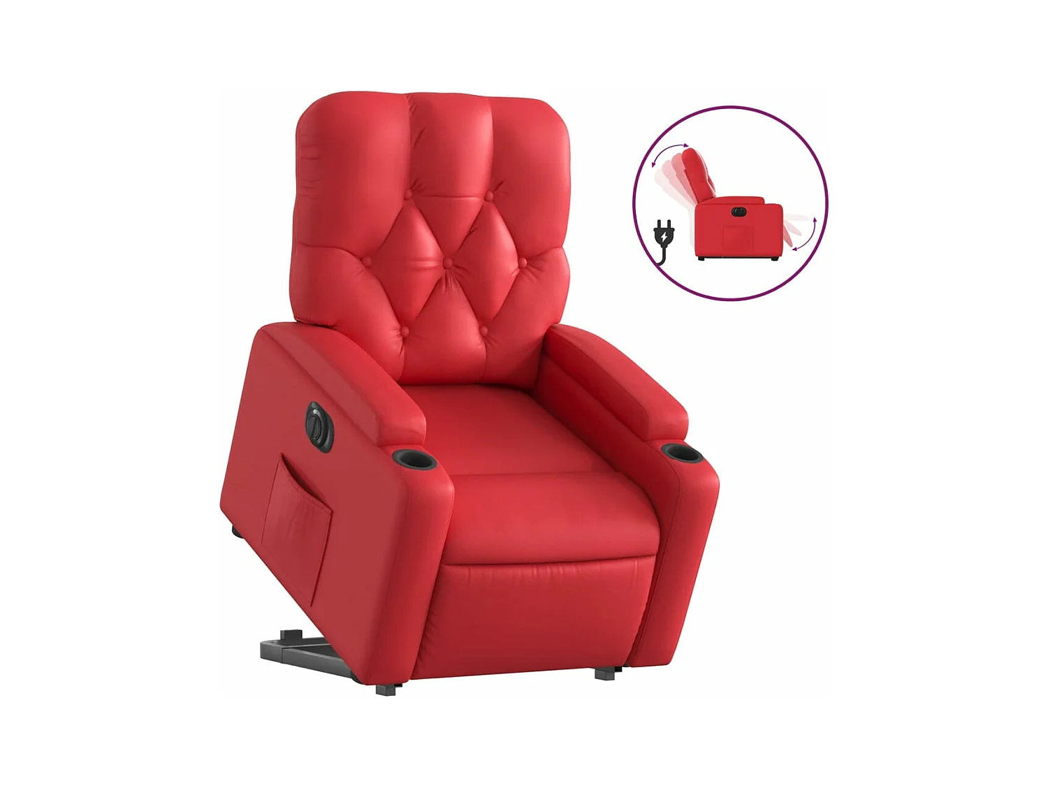 Fauteuil inclinable électrique rouge similicuir