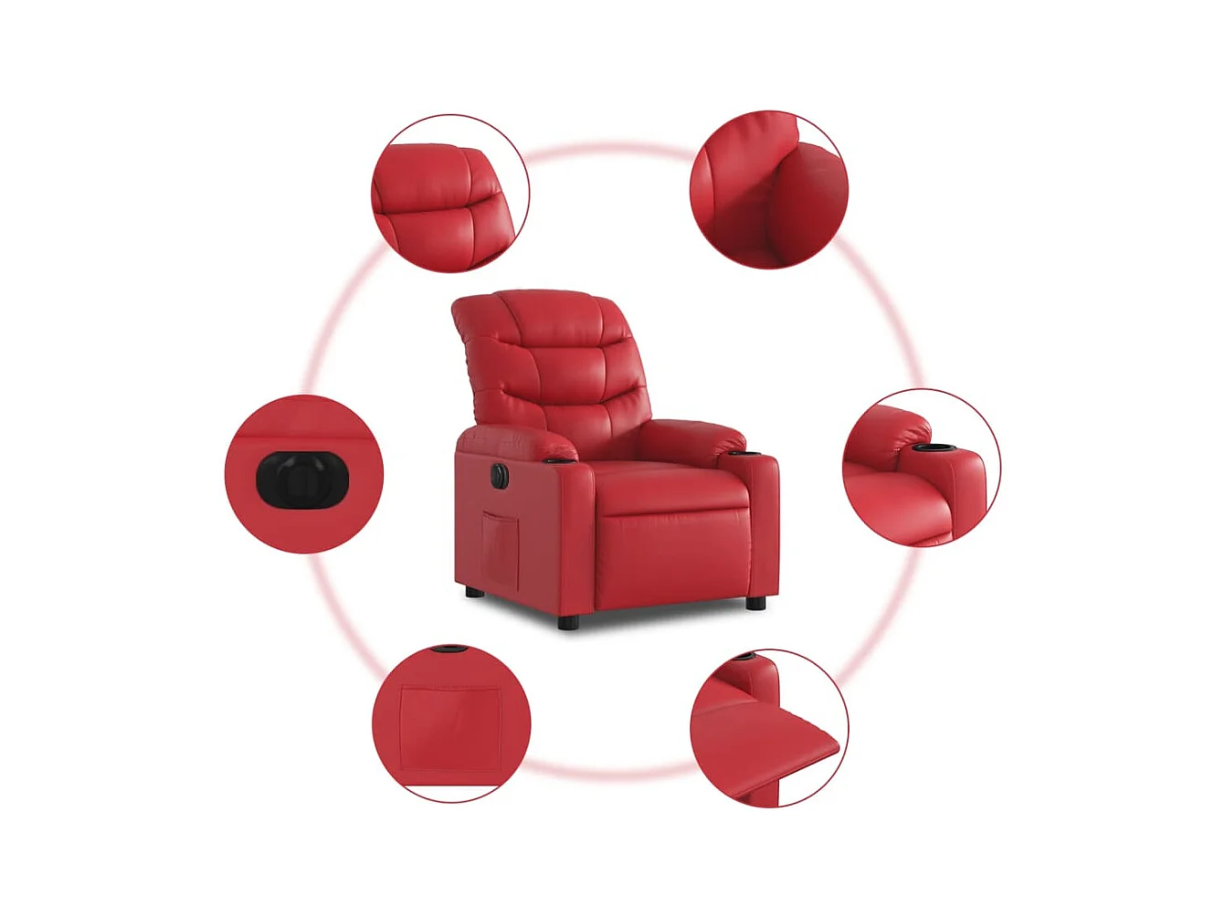 Fauteuil inclinable électrique Rouge Similicuir