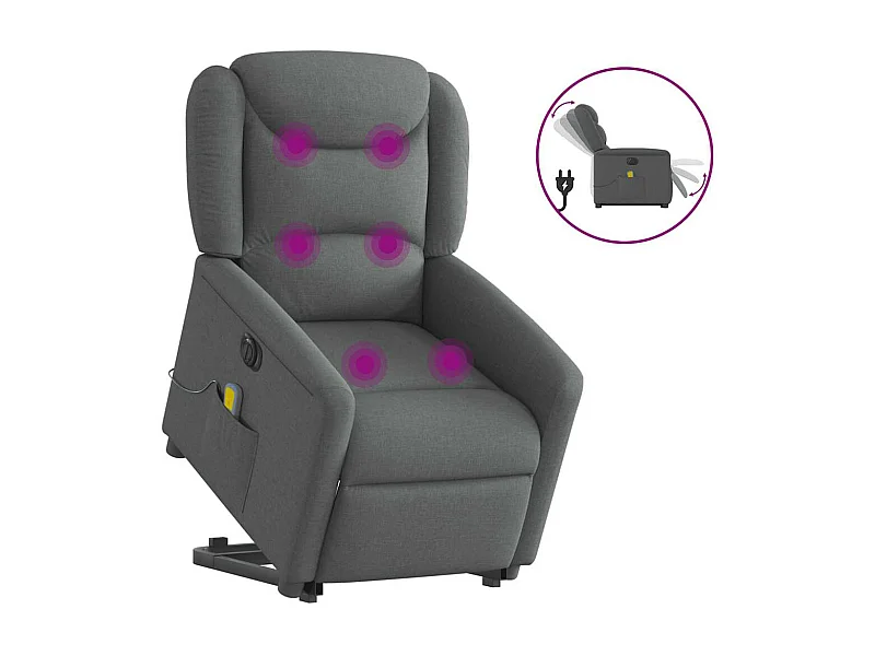 Fauteuil inclinable de massage électrique Gris foncé Tissu