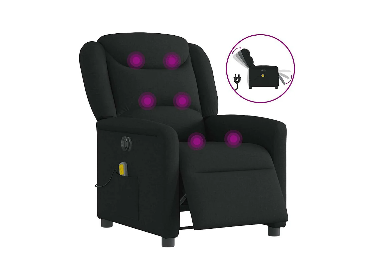 Fauteuil de massage inclinable électrique Noir Tissu