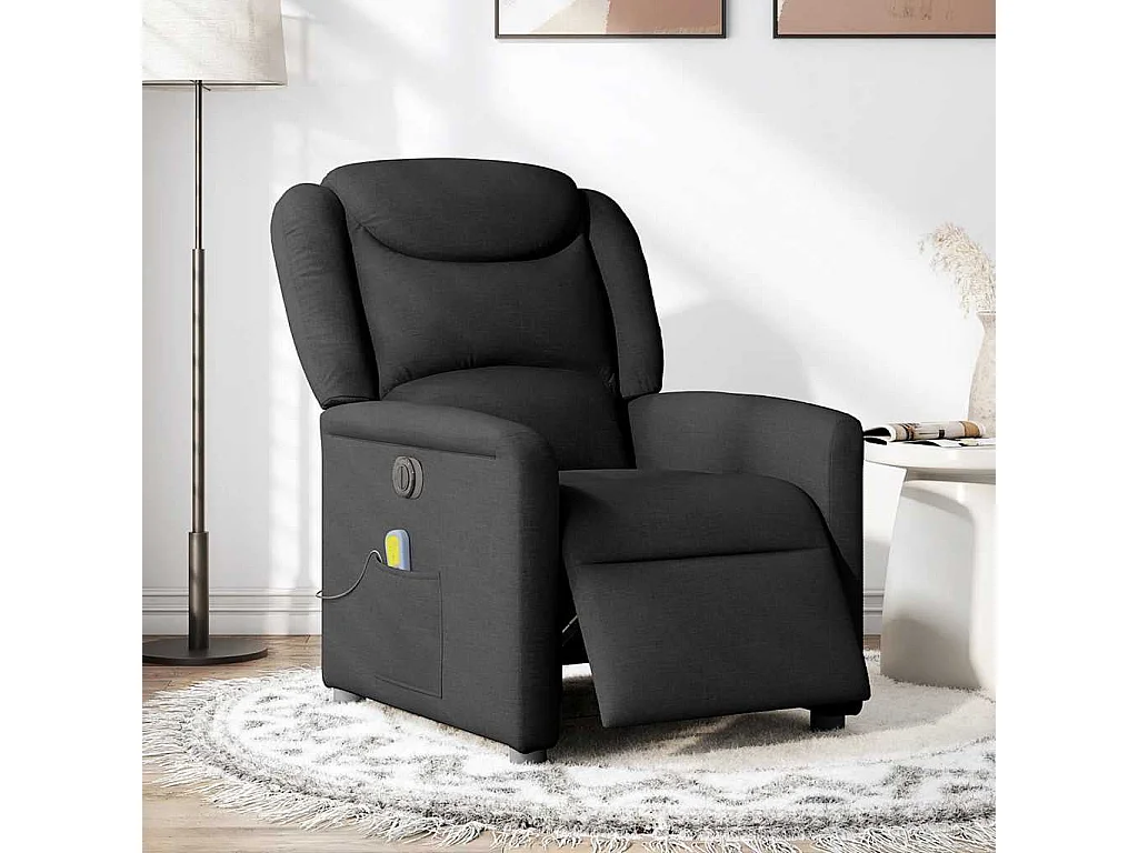 Fauteuil de massage inclinable électrique Noir Tissu
