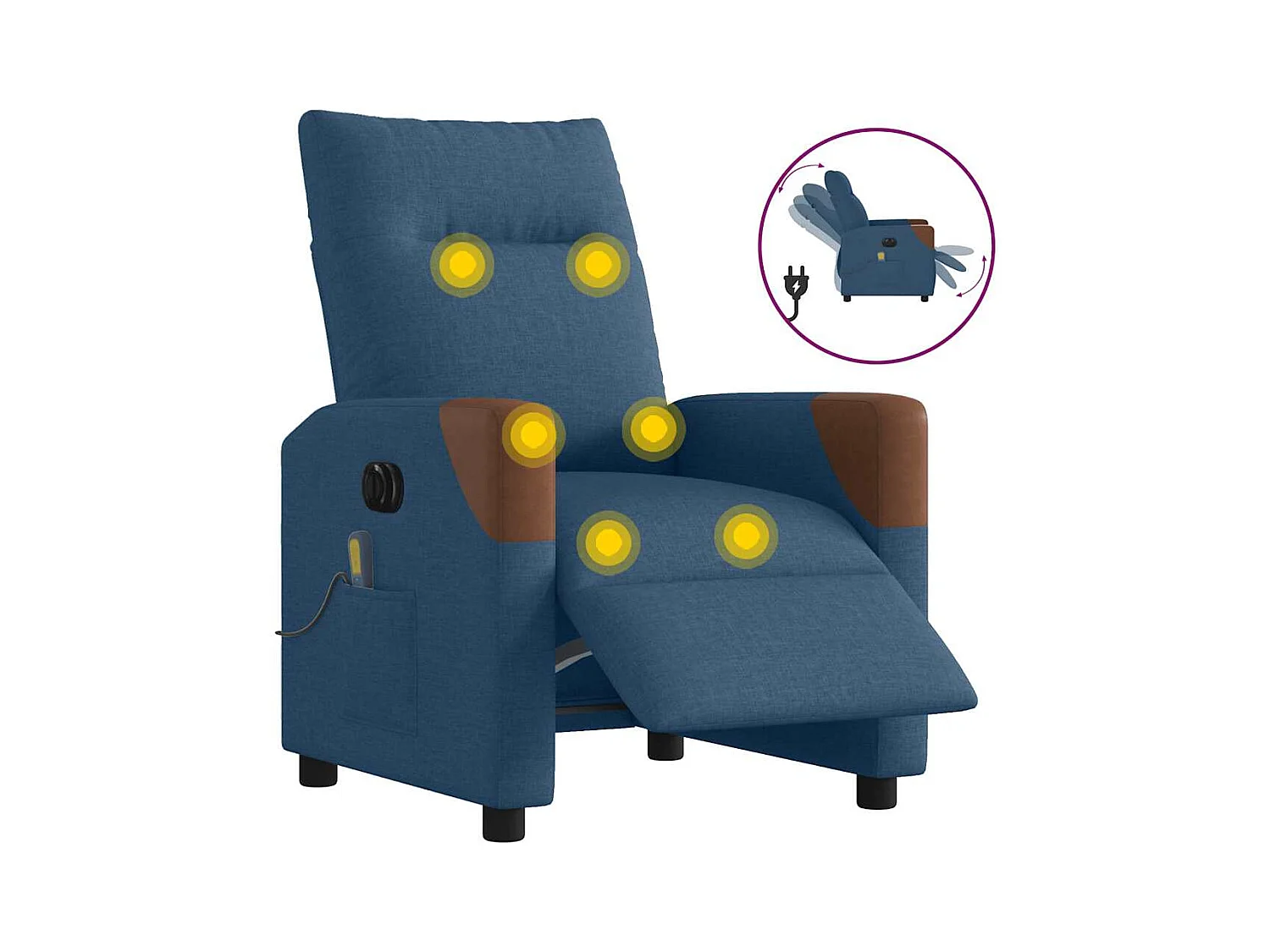 Fauteuil inclinable de massage électrique Bleu Tissu
