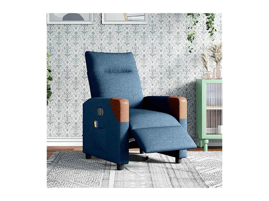 Fauteuil inclinable de massage électrique Bleu Tissu