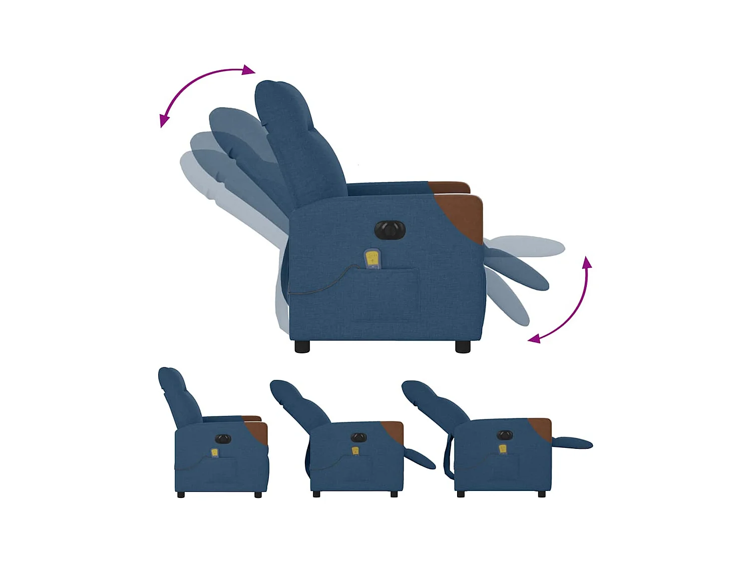 Fauteuil inclinable de massage électrique Bleu Tissu