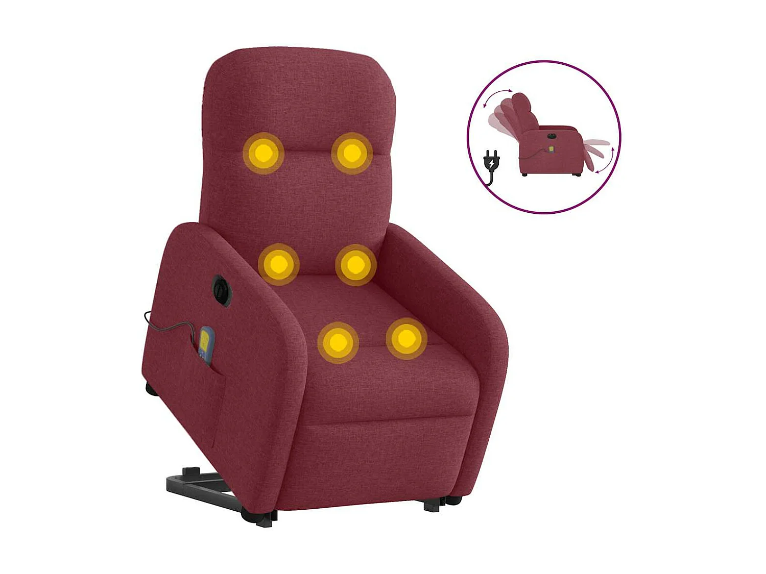 Fauteuil inclinable de massage électrique Rouge bordeaux Tissu