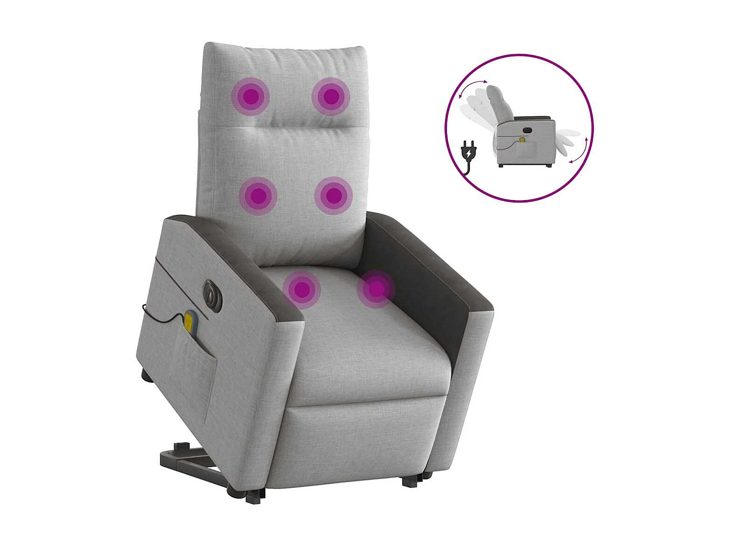 Fauteuil inclinable de massage électrique gris nuage tissu