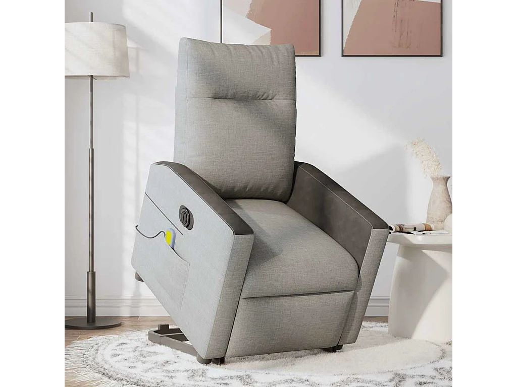 Fauteuil inclinable de massage électrique gris nuage tissu